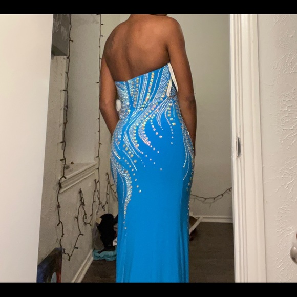 Blue strapless dress - Picture 3 of 3